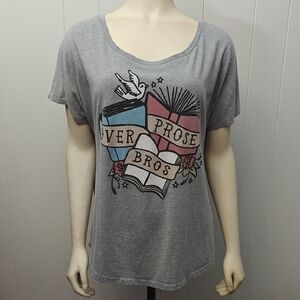 Gray Graphic Women's Top with Book Design